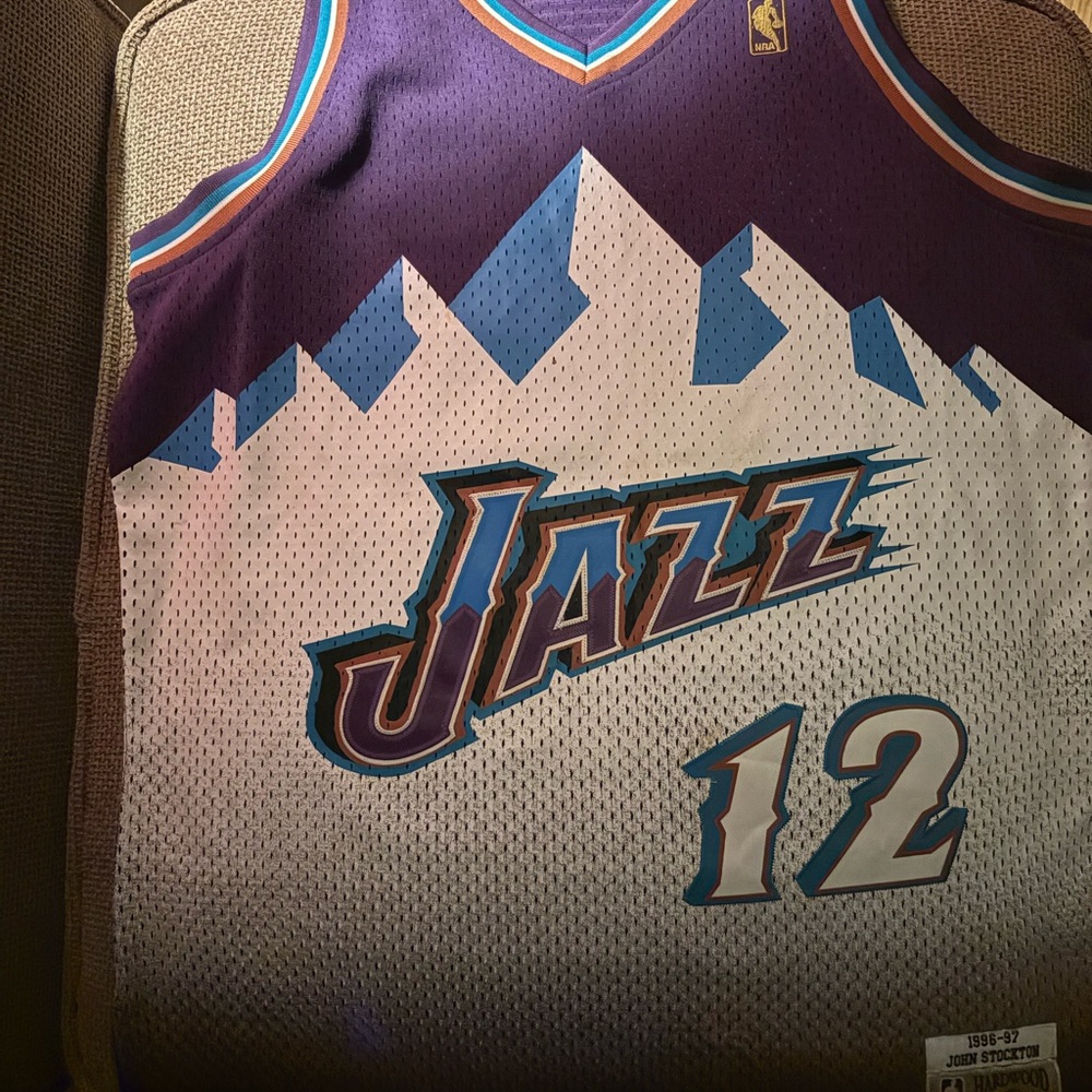 Mitchell & Ness Utah Jazz Purple Teal White #12 Throwback Jersey